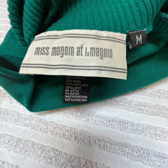 Vintage Miss Magnin at I. Magnin Womens Medium Sheath Midi Dress Turtleneck Teal - Picture 3 of 9